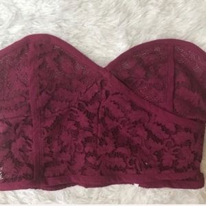 NWOT Free People Purple Lace Faux Wrap Bandeau